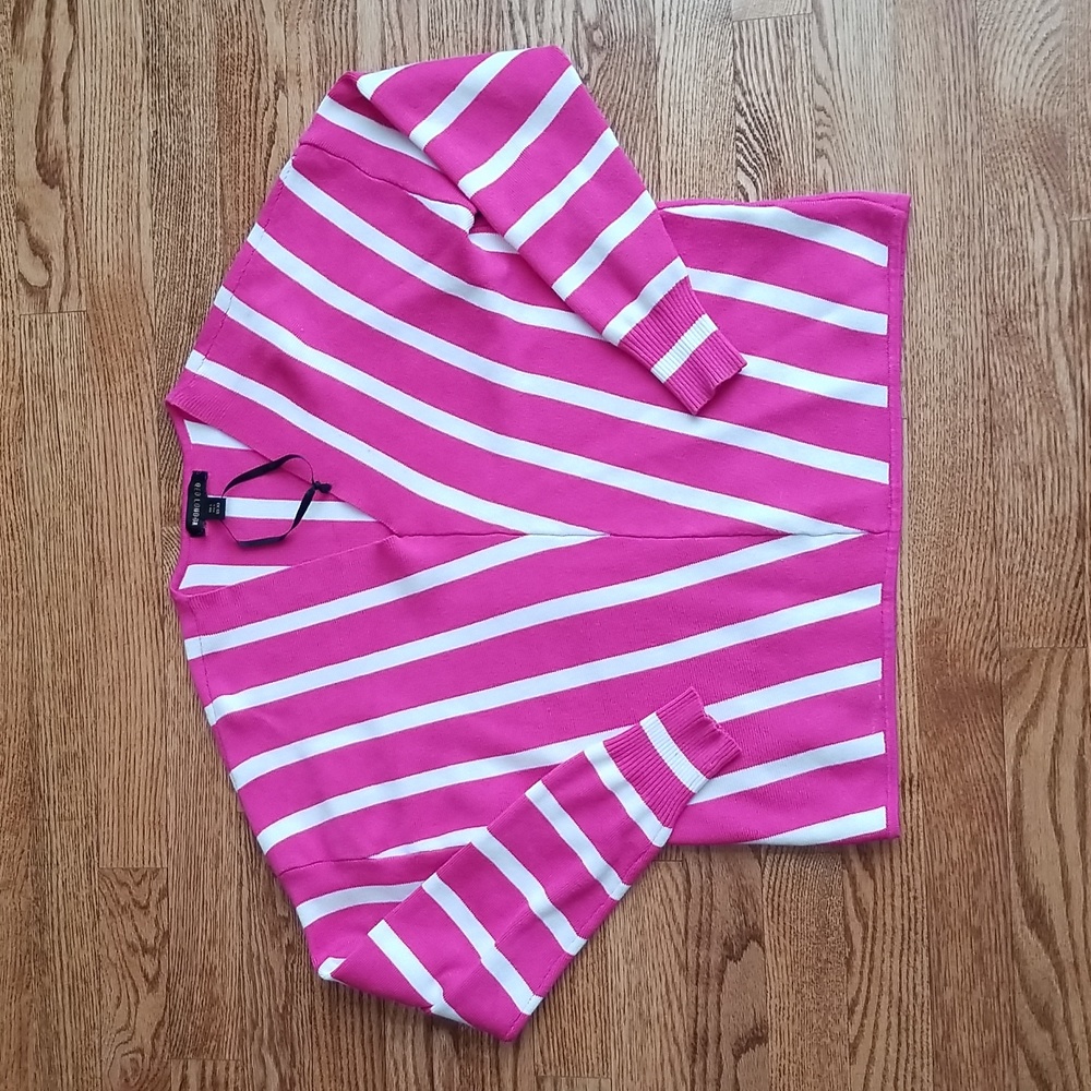 (XS) QED London Striped V Neck Business Fancy Formal Date Night Office Workwear